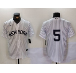 Men's New York Yankees #5 Joe DiMaggio White No Name Cool Base Stitched Jersey