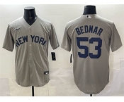 Men's New York Yankees #53 David Bednar Grey Stitched Baseball Jersey