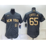 Men's New York Yankees #65 Nestor Cortes Jr Number Grey 2022 All Star Stitched Flex Base Nike Jersey
