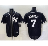 Men's New York Yankees #7 Mickey Mantle 2026 Fashion Replica Black Out Stitched Baseball Jersey
