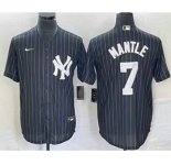 Men's New York Yankees #7 Mickey Mantle Black Pinstripe Cool Base Stitched Baseball Jersey