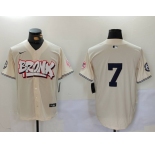Men's New York Yankees #7 Mickey Mantle Cream Limited Stitched Baseball Jersey
