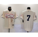 Men's New York Yankees #7 Mickey Mantle Cream Limited Stitched Baseball Jerseys