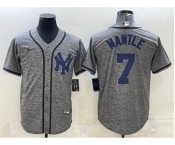 Men's New York Yankees #7 Mickey Mantle Grey Gridiron Cool Base Stitched Jerseys