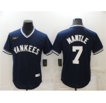 Men's New York Yankees #7 Mickey Mantle Navy Blue Cooperstown Collection Stitched MLB Throwback Jersey