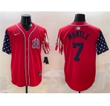 Men's New York Yankees #7 Mickey Mantle Red American Style Limited Stitched Baseball Jersey