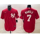 Men's New York Yankees #7 Mickey Mantle Red Fashion Cool Base Jersey
