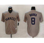 Men's New York Yankees #8 Barra Name Grey Stitched Nike Throwback Jersey