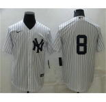 Men's New York Yankees #8 Yogi Berra White No Name Stitched MLB Nike Cool Base Throwback Jersey
