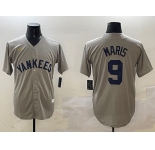 Men's New York Yankees #9 Roger Maris Gray Cool Base Stitched Baseball Jersey