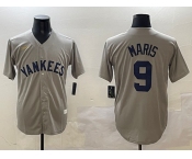 Men's New York Yankees #9 Roger Maris Gray Cool Base Stitched Baseball Jersey