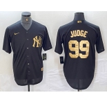 Men's New York Yankees #99 Aaron Judge Black Gold Cool Base Stitched Jersey