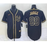 Men's New York Yankees #99 Aaron Judge Black Gold Stitched MLB Cool Base Nike Jersey