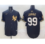 Men's New York Yankees #99 Aaron Judge Black Gold With Patch Limited Stitched Baseball Jersey