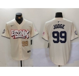 Men's New York Yankees #99 Aaron Judge Cream Limited Stitched Baseball Jerseys