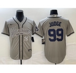 Men's New York Yankees #99 Aaron Judge Gray With Patch Cool Base Stitched Baseball Jersey