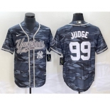 Men's New York Yankees #99 Aaron Judge Grey Camo Cool Base With Patch Stitched Baseball Jersey1