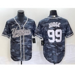 Men's New York Yankees #99 Aaron Judge Grey Camo Cool Base With Patch Stitched Baseball Jersey