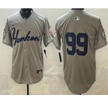 Men's New York Yankees #99 Aaron Judge Grey Without Name Limited Jersey