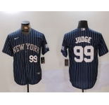 Men's New York Yankees #99 Aaron Judge Navy Pinstripe Fashion Cool Base Jerseys