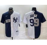 Men's New York Yankees #99 Aaron Judge Navy White Split Stitched Baseball Jersey