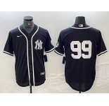 Men's New York Yankees #99 Aaron Judge No Name Black White Cool Base Stitched Jersey