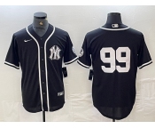Men's New York Yankees #99 Aaron Judge No Name Black White Cool Base Stitched Jersey