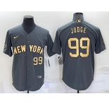 Men's New York Yankees #99 Aaron Judge Number Grey 2022 All Star Stitched Cool Base Nike Jersey