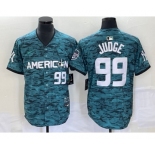 Men's New York Yankees #99 Aaron Judge Number Teal 2023 All star Cool Base Stitched Baseball Jersey