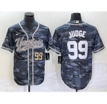 Men's New York Yankees #99 Aaron Judge Numbre Grey Camo Cool Base With Patch Stitched Baseball Jersey