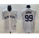 Men's New York Yankees #99 Aaron Judge White 2024 Cool Base Stitched Jerseys