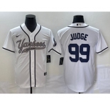 Men's New York Yankees #99 Aaron Judge White Cool Base Stitched Baseball Jersey