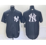 Men's New York Yankees Blank Black Pinstripe Cool Base Stitched Baseball Jersey1
