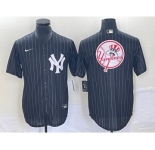 Men's New York Yankees Blank Black Pinstripe Cool Base Stitched Baseball Jersey2