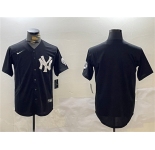 Men's New York Yankees Blank Black With Patch Cool Base Stitched Baseball Jersey