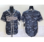 Men's New York Yankees Blank Gray Camo With Patch Cool Base Stitched Baseball Jersey