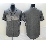Men's New York Yankees Blank Grey Gridiron Cool Base Stitched Baseball Jersey