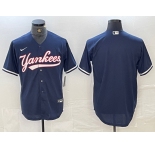 Men's New York Yankees Blank Navy Blue 2024 Cool Base Stitched Jersey