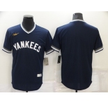 Men's New York Yankees Blank Navy Blue Cooperstown Collection Stitched MLB Throwback Jersey