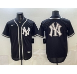 Men's New York Yankees Team Big Logo 2026 Fashion Replica Black Out Stitched Baseball Jersey