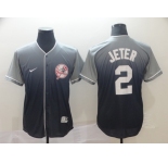 Men's Nike New York Yankees #2 Derek Jeter Grey Drift Fashion MLB Jersey