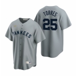 Men's Nike New York Yankees #25 Gleyber Torres Gray Cooperstown Collection Road Stitched Baseball Jersey