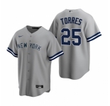 Men's Nike New York Yankees #25 Gleyber Torres Gray Road Stitched Baseball Jersey