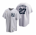 Men's Nike New York Yankees #27 Giancarlo Stanton White Cooperstown Collection Home Stitched Baseball Jersey