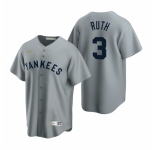 Men's Nike New York Yankees #3 Babe Ruth Gray Cooperstown Collection Road Stitched Baseball Jersey