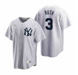Men's Nike New York Yankees #3 Babe Ruth White Cooperstown Collection Home Stitched Baseball Jersey