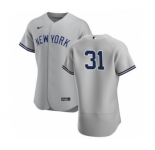 Men's Nike New York Yankees #31 Aaron Hicks Gray Road 2020 Authentic Player Baseball Jersey
