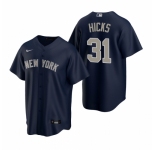 Men's Nike New York Yankees #31 Aaron Hicks Navy Alternate Stitched Baseball Jersey