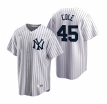 Men's Nike New York Yankees #45 Gerrit Cole White Cooperstown Collection Home Stitched Baseball Jersey