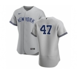 Men's Nike New York Yankees #47 Jordan Montgomery Gray Road 2020 Authentic Player Baseball Jersey